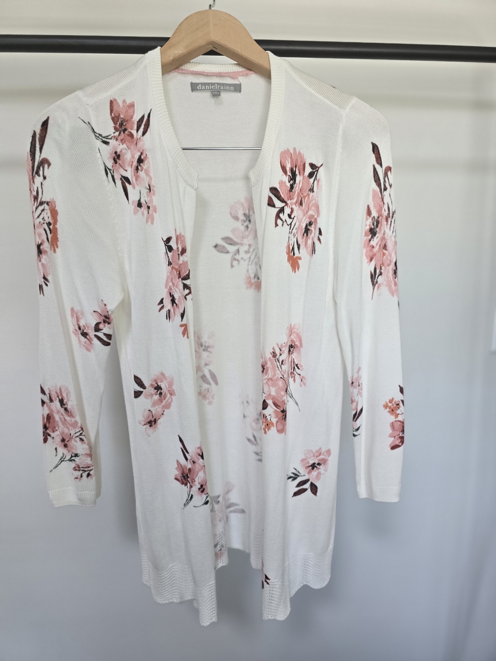 Daniel Rainn White Cardigan with Pink Floral Print